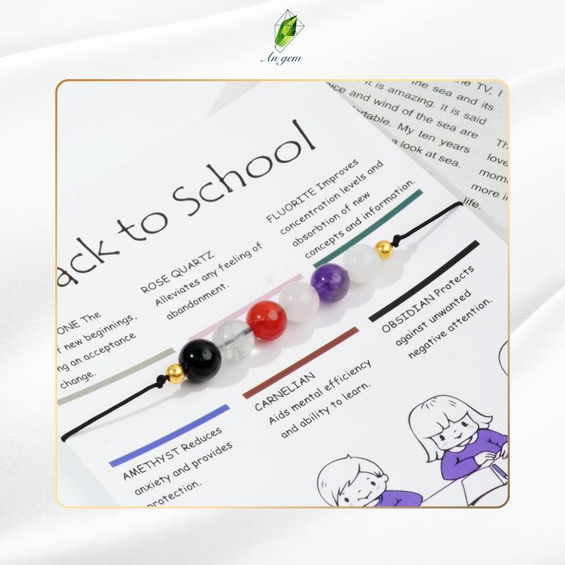 Vòng tay sợi chỉ đá năng lượng An Gem, lắc tay may mắn phong thuỷ kèm bảng tên ý nghĩa quà tặng sinh nhật giáng sinh Noel Tết Valentine Phụ Kiện Bracelet [TẶNG GÓI XEM THẦN SỐ HỌC]