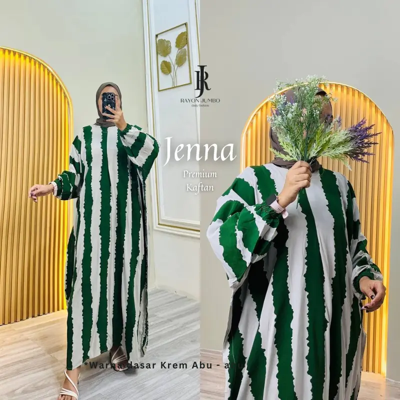 Jenna Home Kaftan Daily Gamis Kaftan Batik Jumbo Rayon Tebal Busui LD 170 XXXL Baju Muslimah Wanita Kaftan mewah Elegan Baju Pengajian Muslim Panjang 3