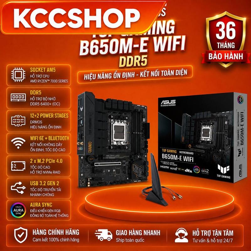 MAINBOARD ASUS TUF GAMING B650M-E WIFI DDR5 - chính hãnġ 36 tháng, bền bỉ