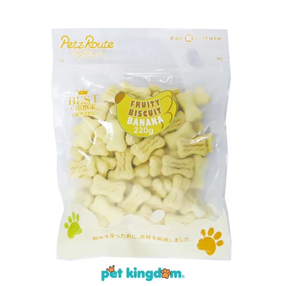 Pet Kingdom Petz Route 220 gr Camilan Anjing Fruity Biscuit Banana Biskuit Hewan Cemilan Peliharaan Snack Anjing Dog Food Makanan Peliharaan