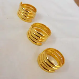 Cincin Belah Rotan Ulir Polos Goldplated Lapisan Emas