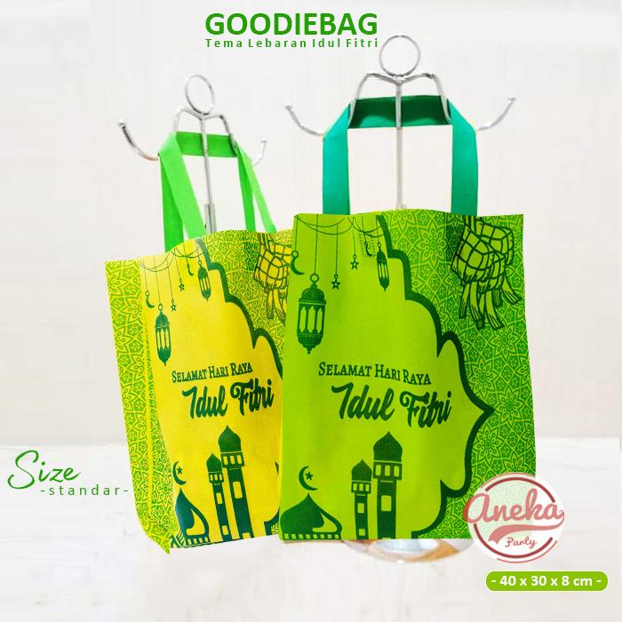 Product Introduction of isi 12 Tas Parsel Idul Fitri standar grosir / Goodie Bag Idul Fitri / Kantong Snack Souvenir parsel lebaran / tas lebaran idul fitri / tas kain lebaran 24
