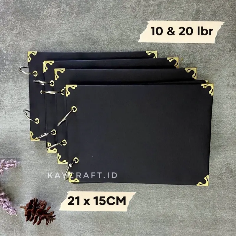 ￼SCRAPBOOK FULL HITAM HARDCOVER A5 (21x15cm)-FREE KERTAS AESTETIC 0