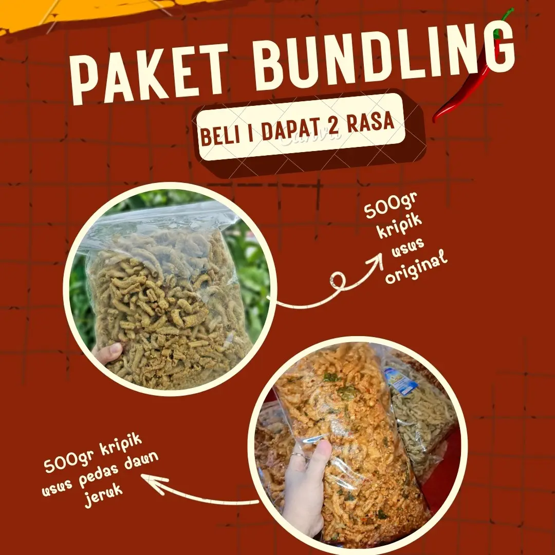 Paket Bundling Kripik Usus pedass daun jeruk| kripik usus original| kripik usus ayam crispy