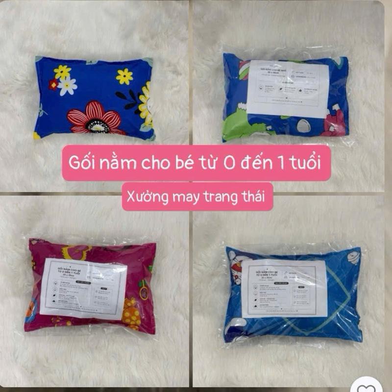 Gối nằm cho bé từ 0 đến 1 tuổi 25x35cm vỏ áo vải poly + ruột gòn ( lưu ý cho bé dưới 12 tháng ) gối rất nhỏ