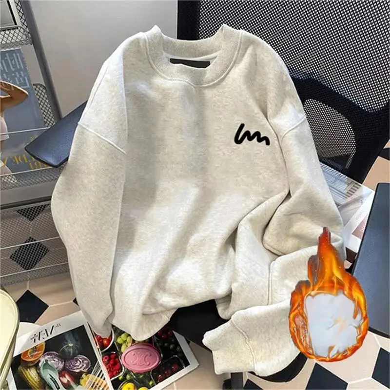 Áo Len Dopamine, Màu Xám Nhạt, Cổ Tròn, Không Hoodie, Phong Cách Hàn Quốc, Thích Hợp Cho Mùa Thu Và Mùa Đông, Thiết Kế Đẹp, Độc Đáo Và Mới, Dáng Rộng Vừa Vặn, Hợp Xu hướng, Xu Hướng 2024