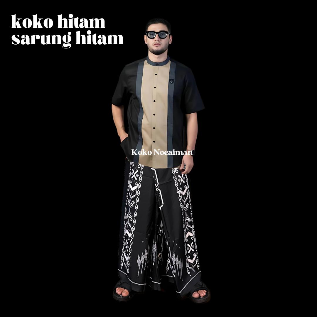 Paket Sarung Baju Koko Modern Pendek Pria Dewasa Tiga Warna Grosir & Eceran Muslim Nyaman Kurta Katun Keren Variasi