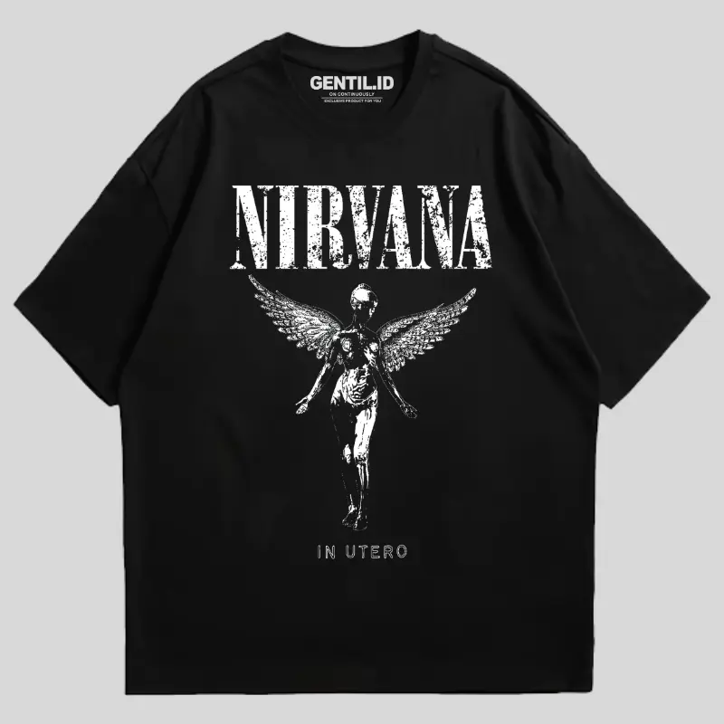 GENTIL - T-Shirt Oversize Wing Angel Unisex - Hitam