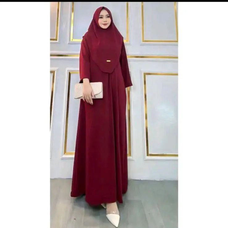 gamis abaya set hijab/dress abaya cringkel air flow