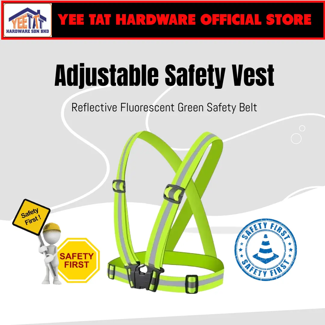 Adjustable Safety Vest Fluorescent Green And Orange / Cycling & Running Visibility / Reflective Safety Belt