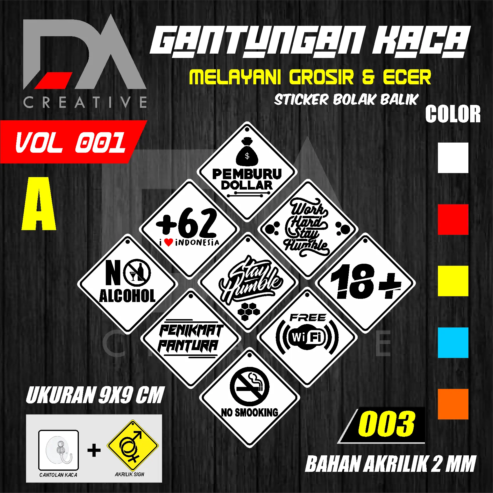 VARIASI GANTUNGAN KACA AKRILIK VARIASI MOBIL TRUCK BUS - PUTIH KODE 002 Car Hiasan Tempelan