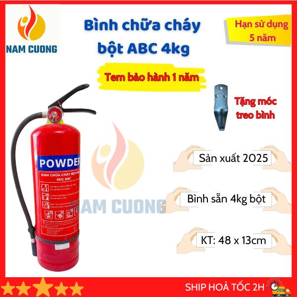 Bình chữa cháy bột ABC 4kg - bình cứu hoả trang bị cho gia đình phòng trọ, văn phòng, pccc