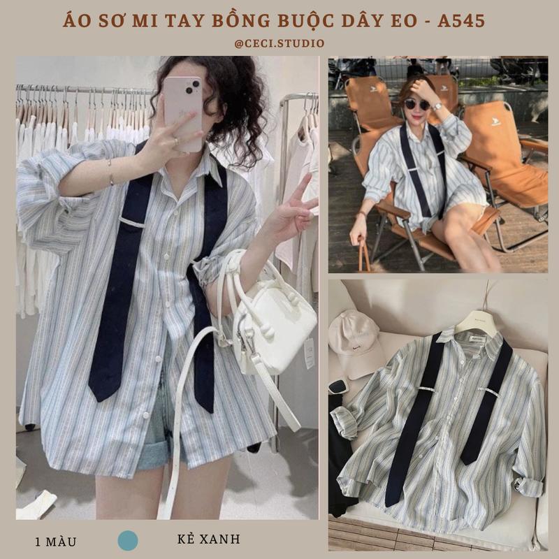 Áo Sơ Mi Nữ CECI.studio Kèm Cà Vạt Dài Tay Cổ Bẻ Thời Trang Kiểu Cách - A381