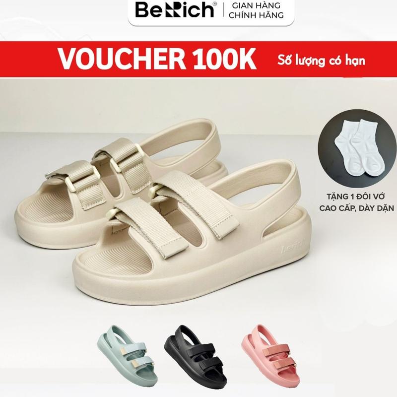 TẶNG VỚ Giày Sandal Nữ Mùa Hè Đi Biển Mưa Đế Êm Chống Trơn Trượt Không Thấm Nước Berich BE2801 Đế Bệt Dép Quai Hậu Bé Gái Bé Trai Trẻ Em