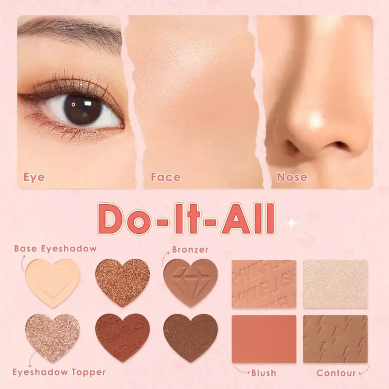 PINKFLASH Oh MyLove 4in1 Multiple Face Palette Eyeshadow, Blush, Highlighter & Contour 5