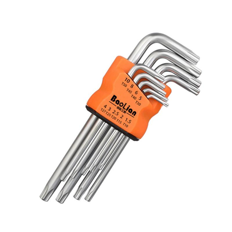 Product Introduction of 9Pcs Torx Star Wrench Kits Set Allen Keys Hexagon Hex Head Spanner Keys Set Double End L Type Star Screwdriver Hand Repair Tools 38