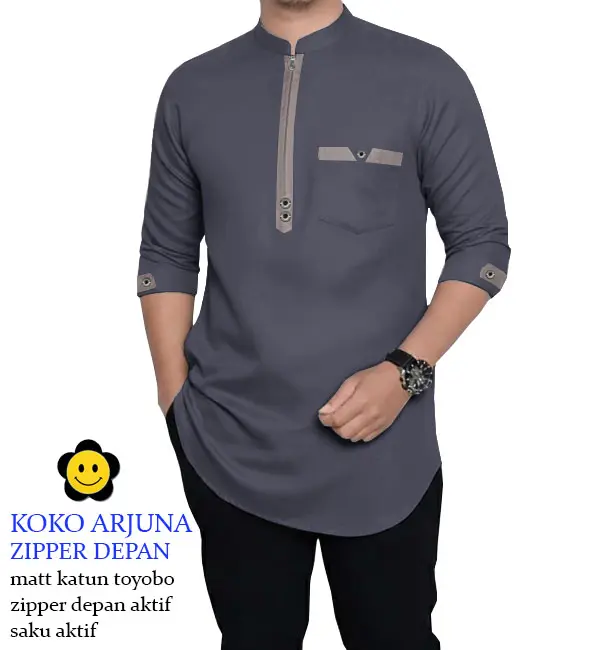 Koko Arjuna - MM Fashion (MM) - Ukuran S-3XL - Matt Katun Toyobo - Baju Koko Qurta Pria - Baju Koko atasan Pria