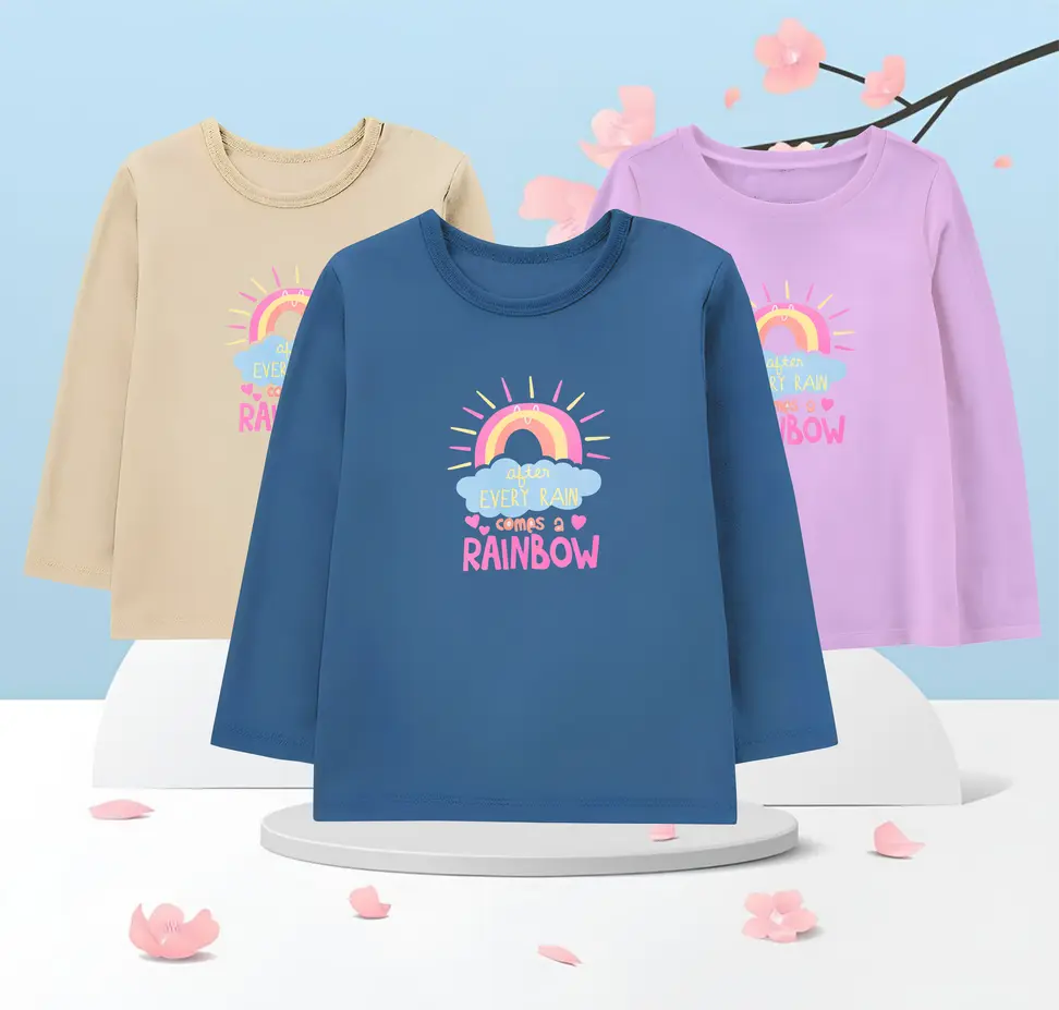 Baju Kaos Anak Peremuan Lengan Panjang Usia 1-12 Tahun Kaos Anak Perempuan Katun Combed 30s