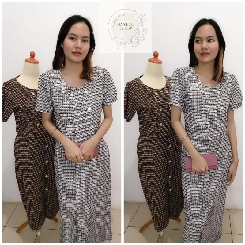 JUMBO (XXL) Jiwon Premium Korean Style Set Atasan dan Rok untuk Dewasa dan Remaja - Formal Casual Crop Pendek 7
