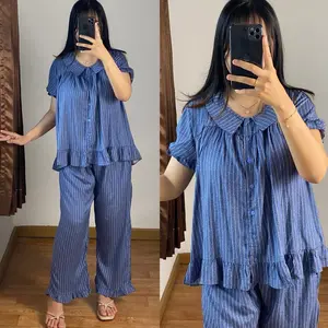 Set Tangan Pendek Liora Kancing Bahan Super Adem Dingin Halus untuk Ibu Bumil dan Busui - Rayon Wanita