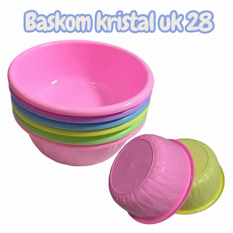 Baskom Kristal Uk 28 Isi 6 Pcs Warna Cerah untuk Kebutuhan Rumah Tangga