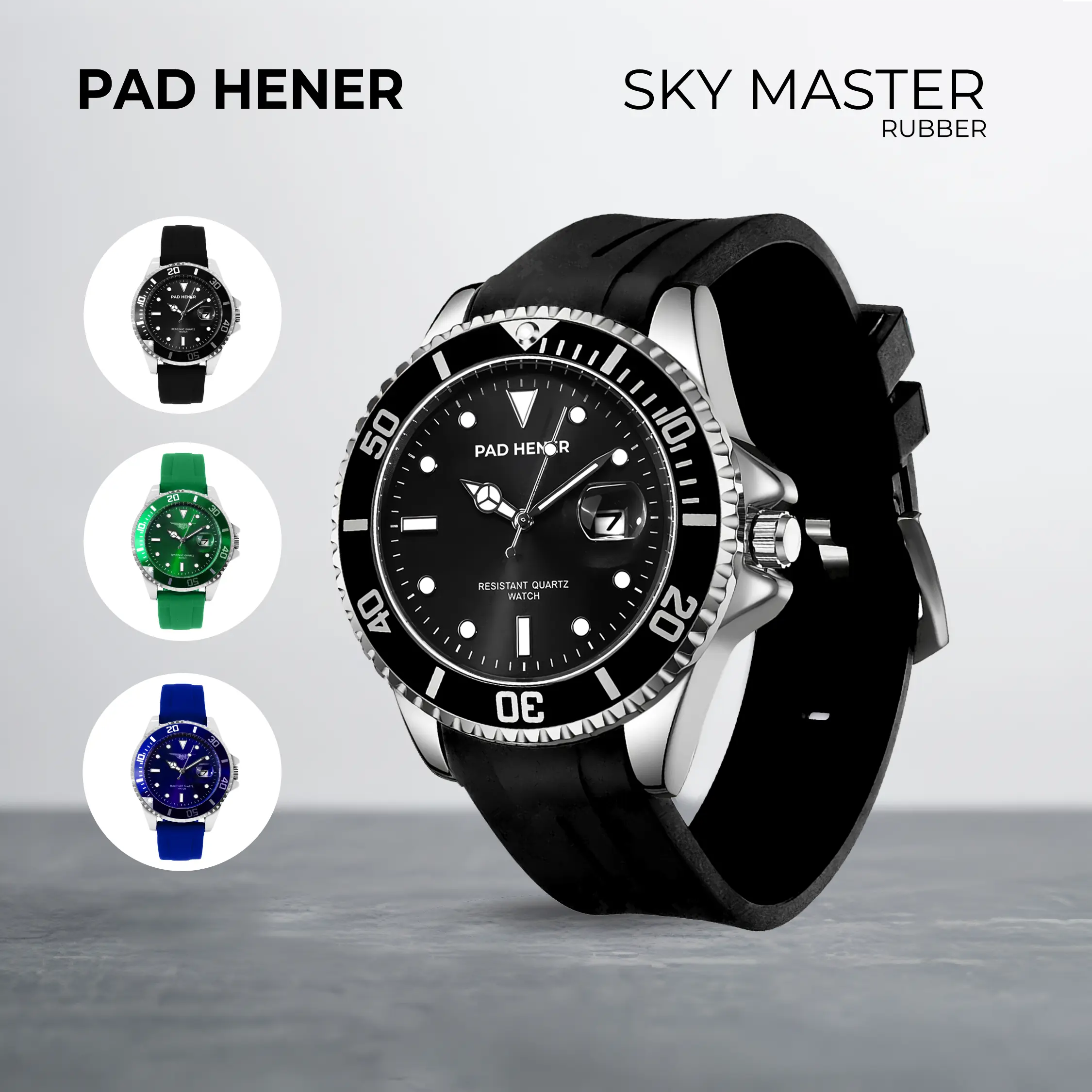 PAD HENER Sky Master Rubber Original Water Resistant Jam Tangan Unisex Analog
