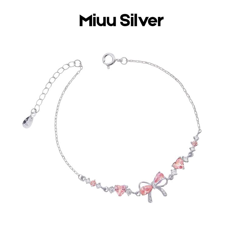 TẶNG 1 NƯỚC RỬA BẠC Vòng tay bạc Miuu Silver lắc tay nữ Pinky en Rose