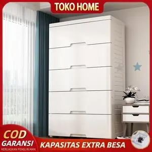 【COD】TOKO Laci Plastik/Lemariplastik/Lemari Pakaian/Kabinet Drawer Storage CabinetUkuran Jumbo Furniture Roda Meja Asli furnitur minimalis le marikayu Serbaguna Premium Susun 3 Food Cabinet Bistro