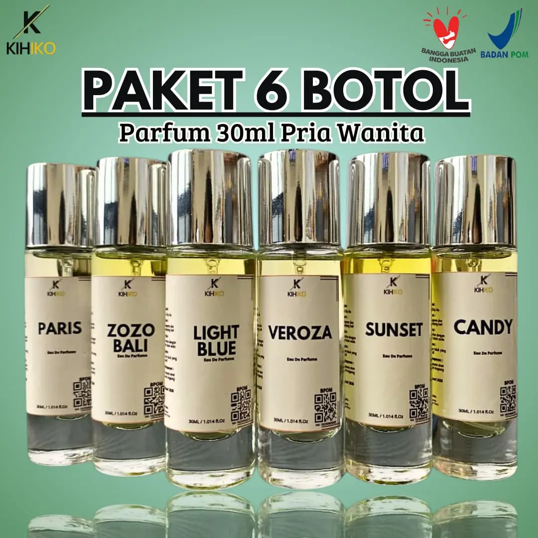 [BPOM] Kihiko Parfum - Paket 6 Botol Parfum 30ml - Parfum Pria Wanita Unisex Best Seller Aroma COD Seluruh Indonesia