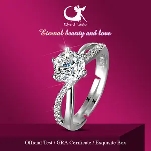 【003Harga telah dibanting, segera di CO】Chard Wake Original Cincin Wanita Couples Zirconia 2 Carat Adjustable Fashion Aksesoris Sertifikat GRA Kotak Indah   CWR002