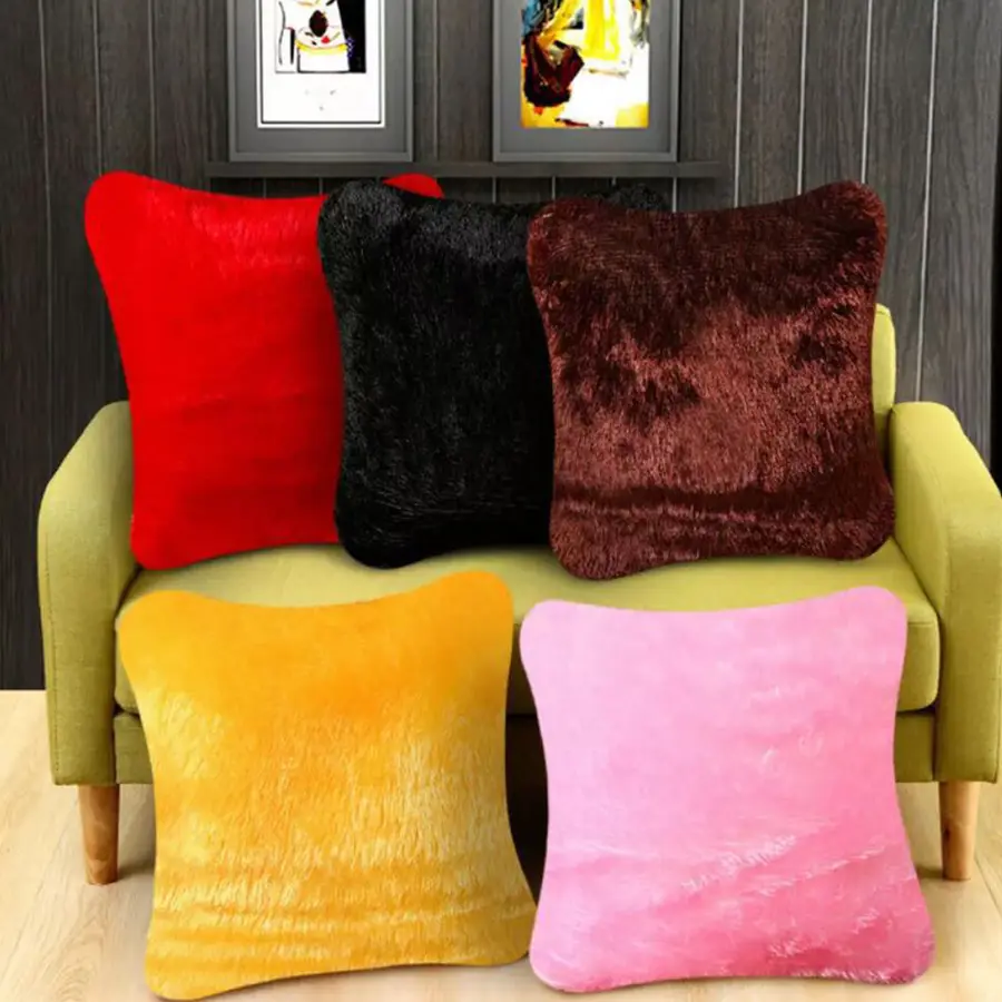 BUY 1 TAKE 1 Plush square Throw Pillow Case set for Couch 15x15 Inches size Modern Simple Bright Silk sofa pillowcase cover with Zipper for Home Decor plain