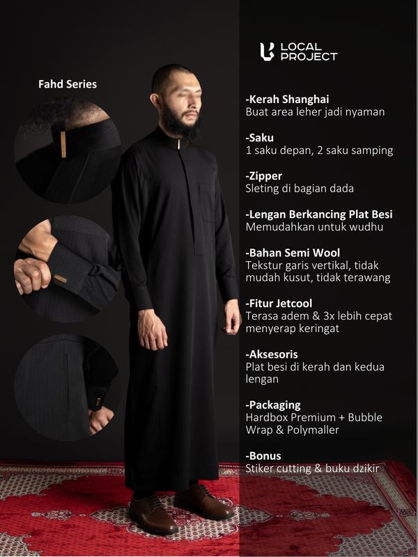 Local Project | Jubah Pria Dewasa Gamis Lengan Panjang | Fahd River Grey 6