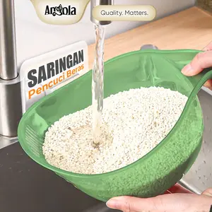 ANGOLA Saringan Pencuci Beras Transparan L03 Wadah Cuci Beras/Buah/Sayur Ekstra Besar Food Grade PP Dapur Plastik Kitchenware