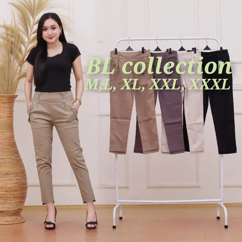 Celana Baggy Pants Wanita Bahan Combed Stretch Melar dan Tebal