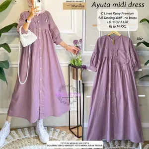 Ayuta Midi Dress Gamis Katun Rami  Ayuta Maxy Dress