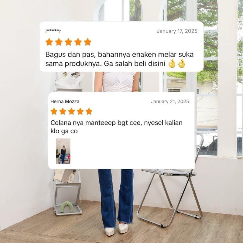 Eun Ae Jeans | High waist Cutbray Jeans unfinish cut | 9918 | Aeri Denim | Celana panjang wanita Stretch 9