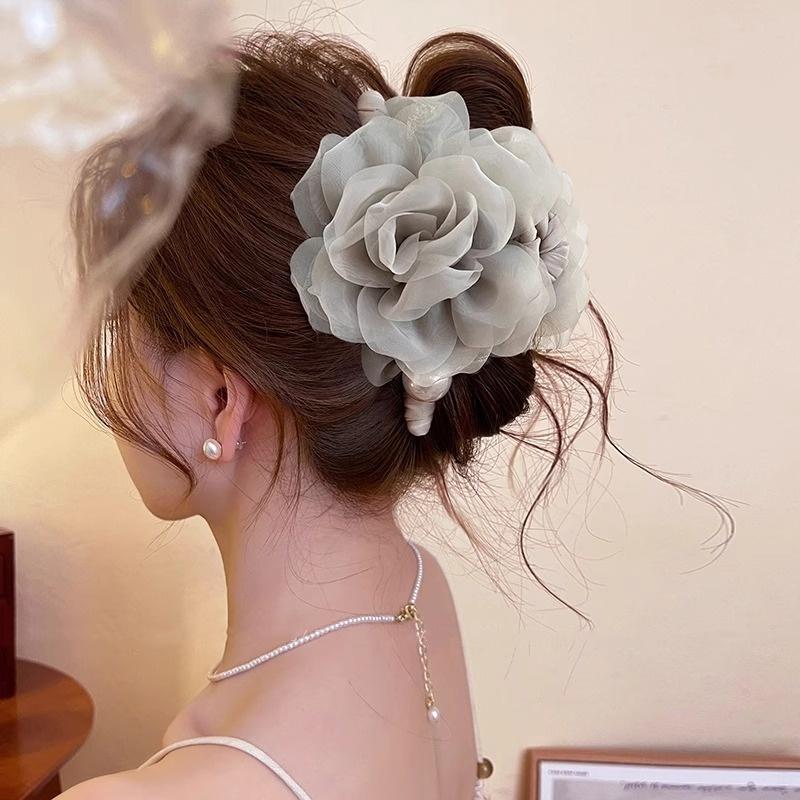 Kẹp Bắt Hoa Hồng Lưới Thiết Kế Mới Cho Nữ, Thiết Kế Đẹp, Kẹp Cá Mập Mới 2025, Kẹp Tóc Mũ Đội Đầu Sau, Mũ Đội Đầu, Phụ Kiện Sang Trọng 2