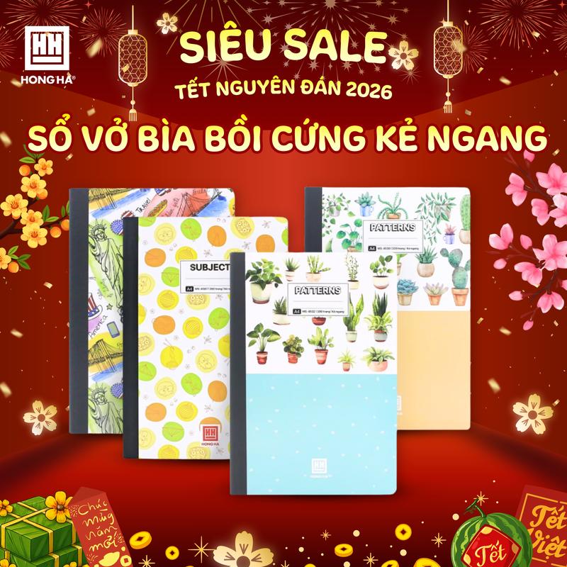  Sổ vở bìa bồi cứng 200 260 300 360 400 420 trang kẻ ngang A4 Hồng Hà 