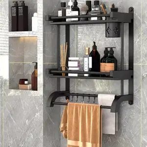 Rak Sabun Kamar Mandi Rak Bumbu Dapur Rak Kamar Mandi Stainless Hitam Dinding Rak Handuk Kamar Mandi