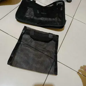 Tempat sabun Mandi Multifungsi Pouch Bag Organizer Traveling Bahan Jaring Hitam Tebal Transparan untuk Keperluan Mandi dan Traveling