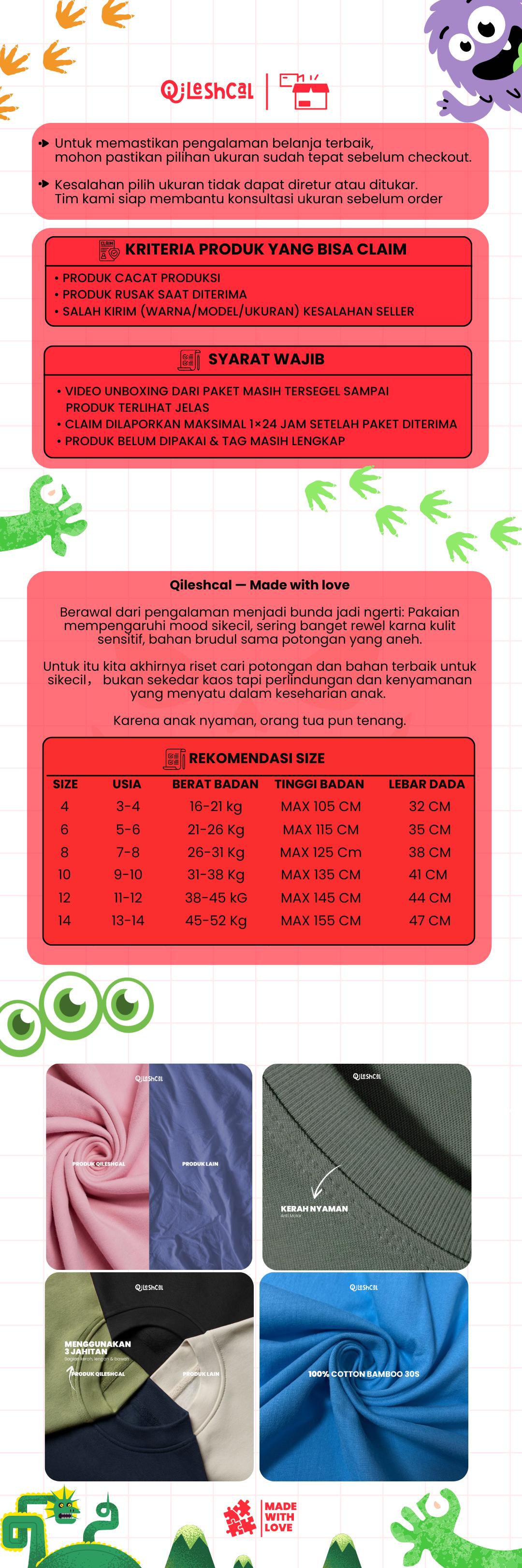 Qileshcal - Sonic Kaos Anak Unisex Bahan Cotton Bamboo