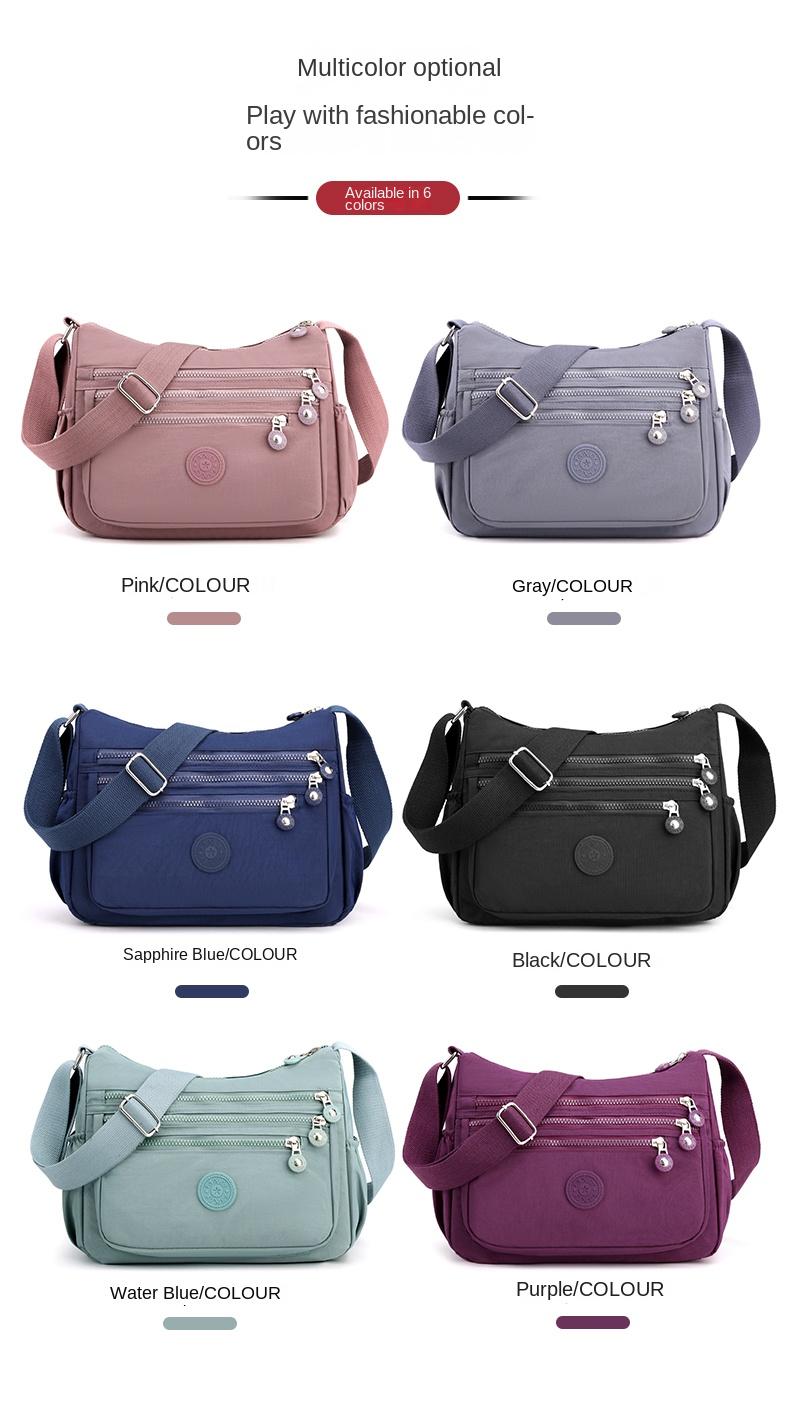 Product Introduction of Túi Đeo Chéo Nylon Chống Thấm Nước Cho Nữ, Túi Du Lịch Sức Chứa Lớn Có Khóa Kéo Nhiều Lớp Cho Bé Gái, Túi Đưa Thư Đựng Đồ Giải Trí Ngoài Trời Đeo Vai 5