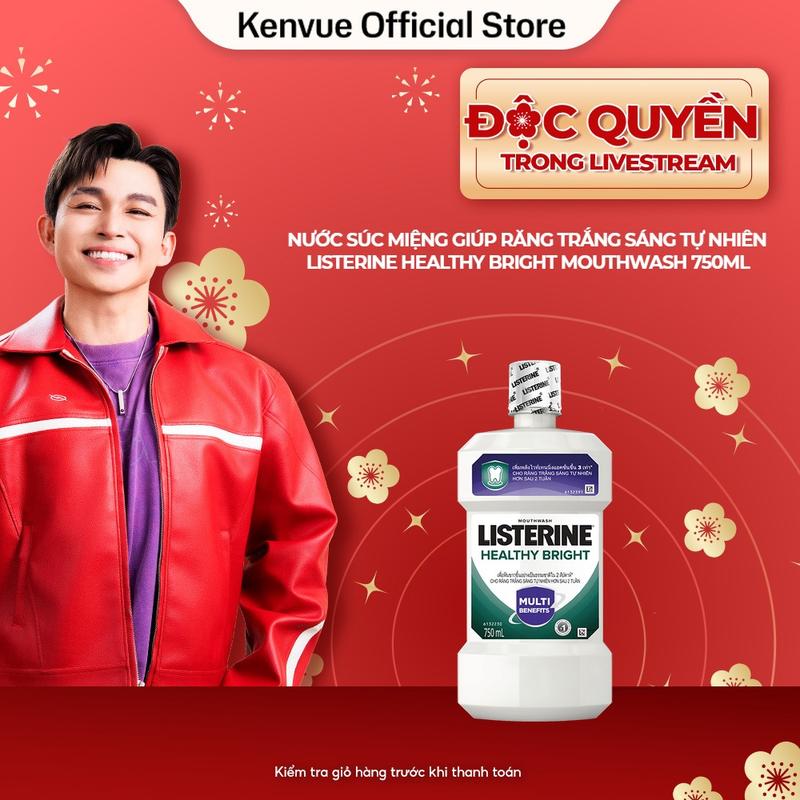 Nước súc miệng giúp trắng răng Listerine Healthy Bright 750ml