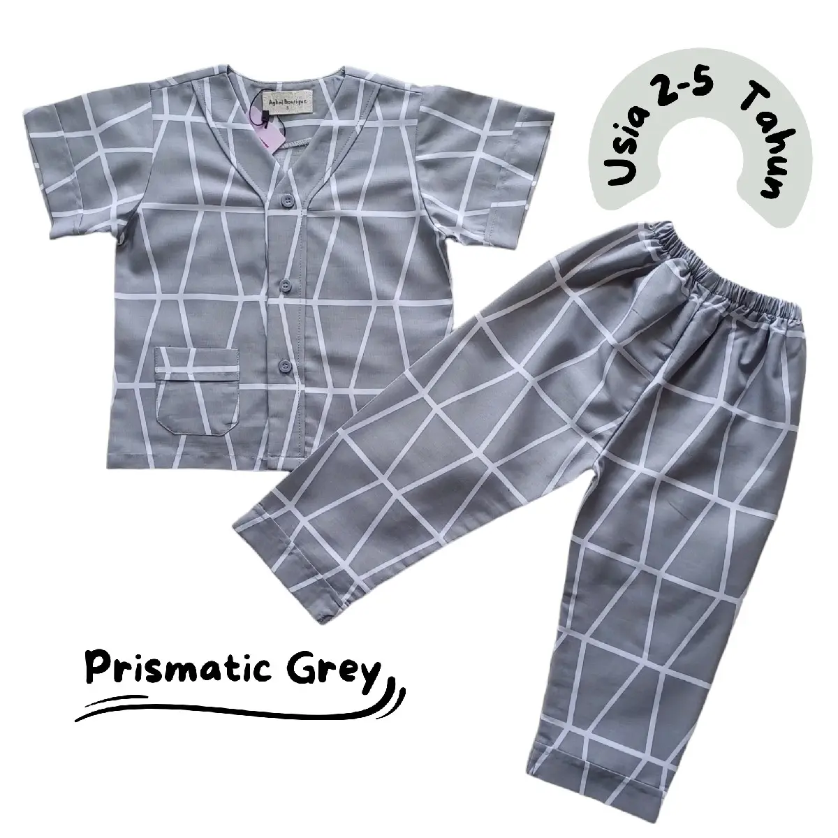 Aghni Boutique Piyama Anak Laki Laki Bahan Katun Adem Tanpa Kerah Fashion size l ( 3thn) pakaian tidur