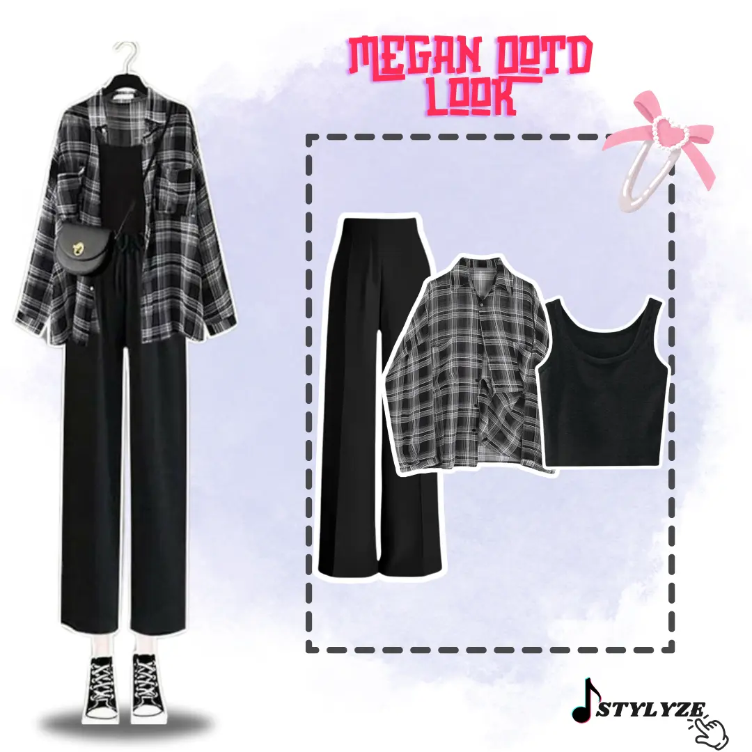 Megan One Set 3in1 (Kemeja+Tanktop+Celana) Outfit Cewek Kue Kekinian OOTd Look SZ48