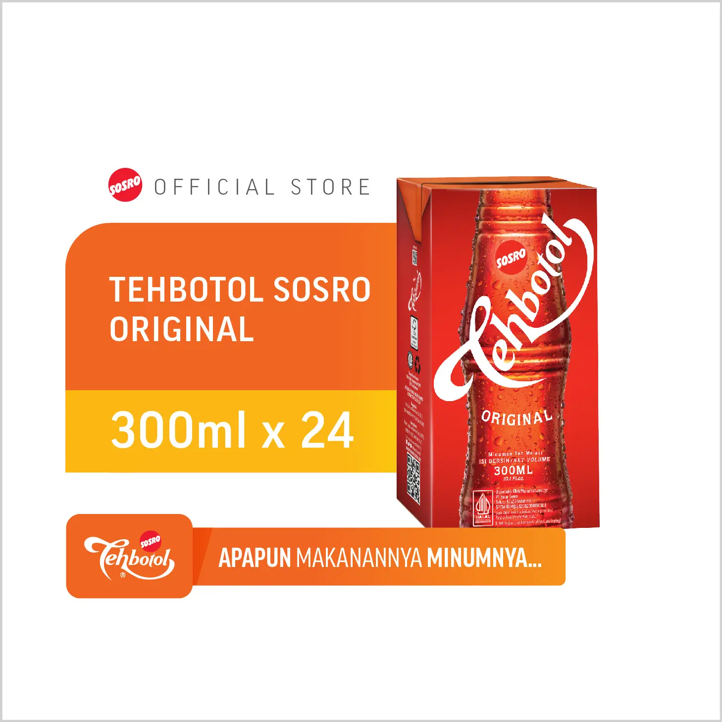 Tehbotol Sosro Kotak Original 300ml x 24 pcs
