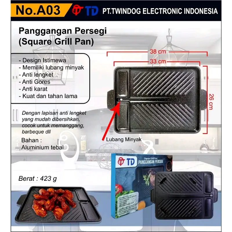 Grill Kotak Panggangan Kotak Square Grill Pan Multi Fungsi untuk Korean BBQ Yakiniku - Kitchenware Pemanggang 0