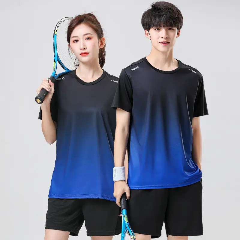 เสื้อยืด+กางเกงขาสั้น / เสื้อกีฬา / M-5XL / ระบายอากาศได้ดี ซับเหงื่อ เทนนิส ฟิตเนส วิ่ง ชุดกีฬา