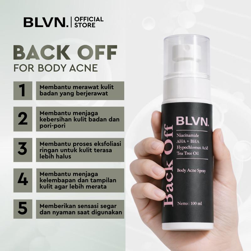 [NEW] BLVN BACK OFF ACNE SPRAY 100ML + KIME LUMINIZING JEJU BRIGHTENING SOAP 100GR + JARING | Perawatan Sabun Mandi Mencerahkan Badan Wajah Jerawat Punggung Body Acne Spray Ketiak Ekfoliasi Flek | Niacinamide AHA + BHA Jeju Volcanic Collagen Tea Tree Oil
