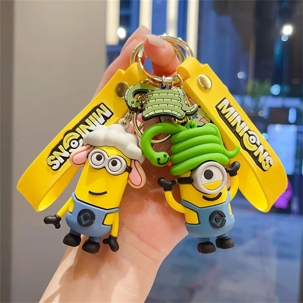 The 12 Chinese zodiac Minions keychain, cartoon anime doll key chain, claw machine pendant